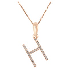 14K Rose Gold 0.10ct Diamond Initial H Pendant for Her