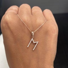 14K Rose Gold 0.10ct Diamond Initial M Pendant for Her