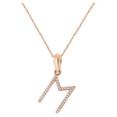 14K Rose Gold 0.10ct Diamond Initial M Pendant for Her