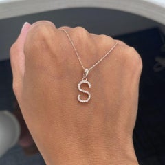14K Rose Gold 0.10ct Diamond Initial S Pendant for Her