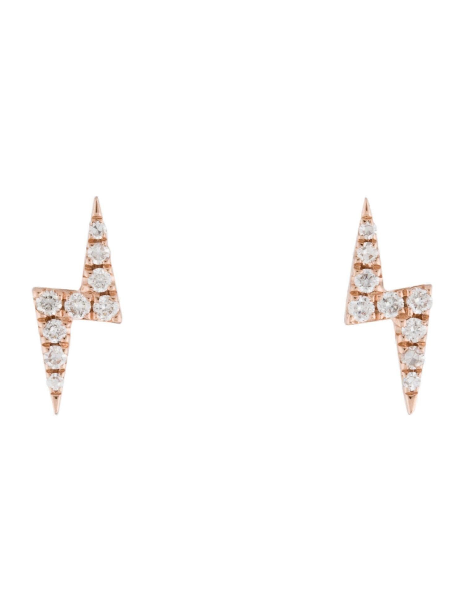 Round Cut 14K Rose Gold 0.12 Carat Diamond Lighting Bult Earrings For Sale