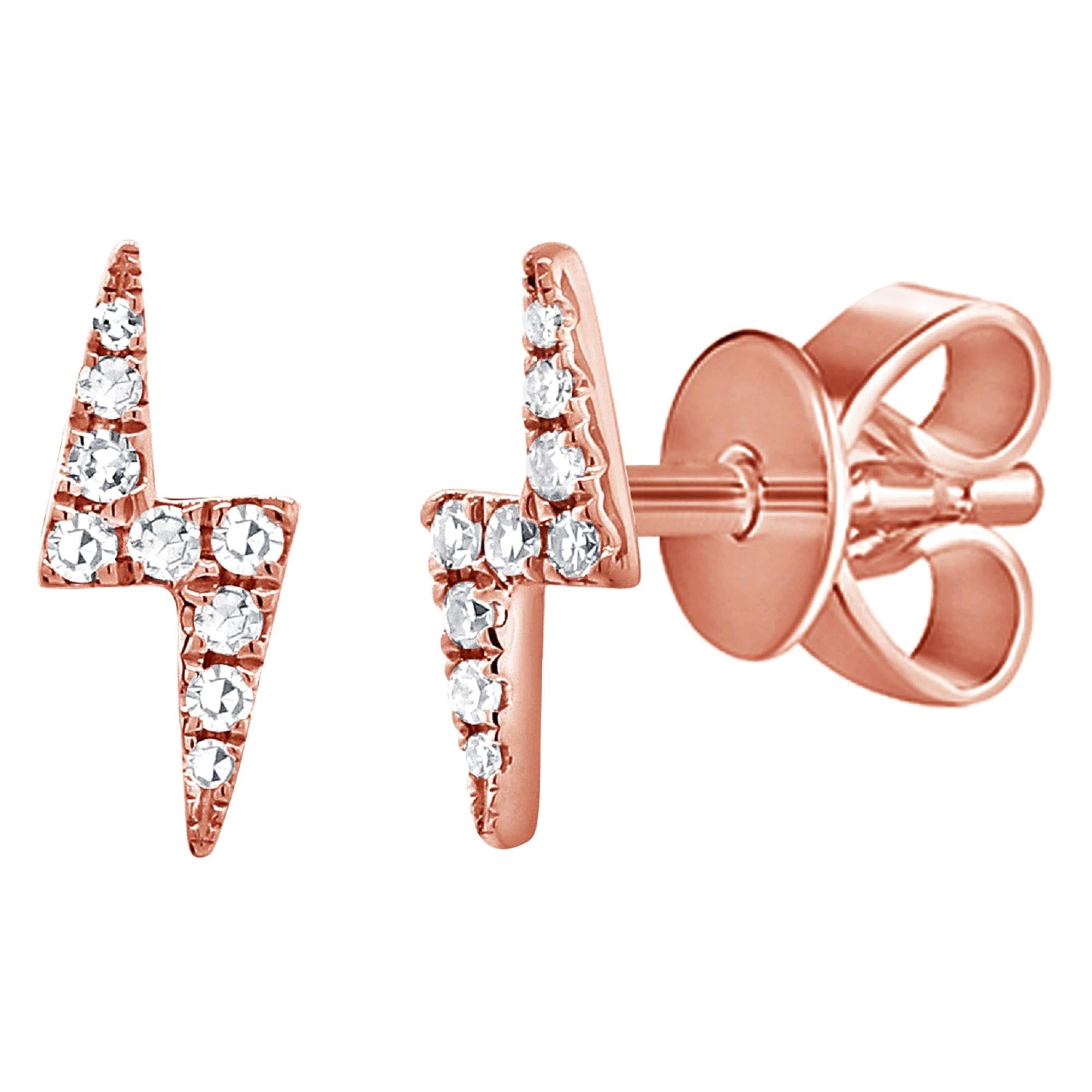 14K Rose Gold 0.12 Carat Diamond Lighting Bult Earrings For Sale