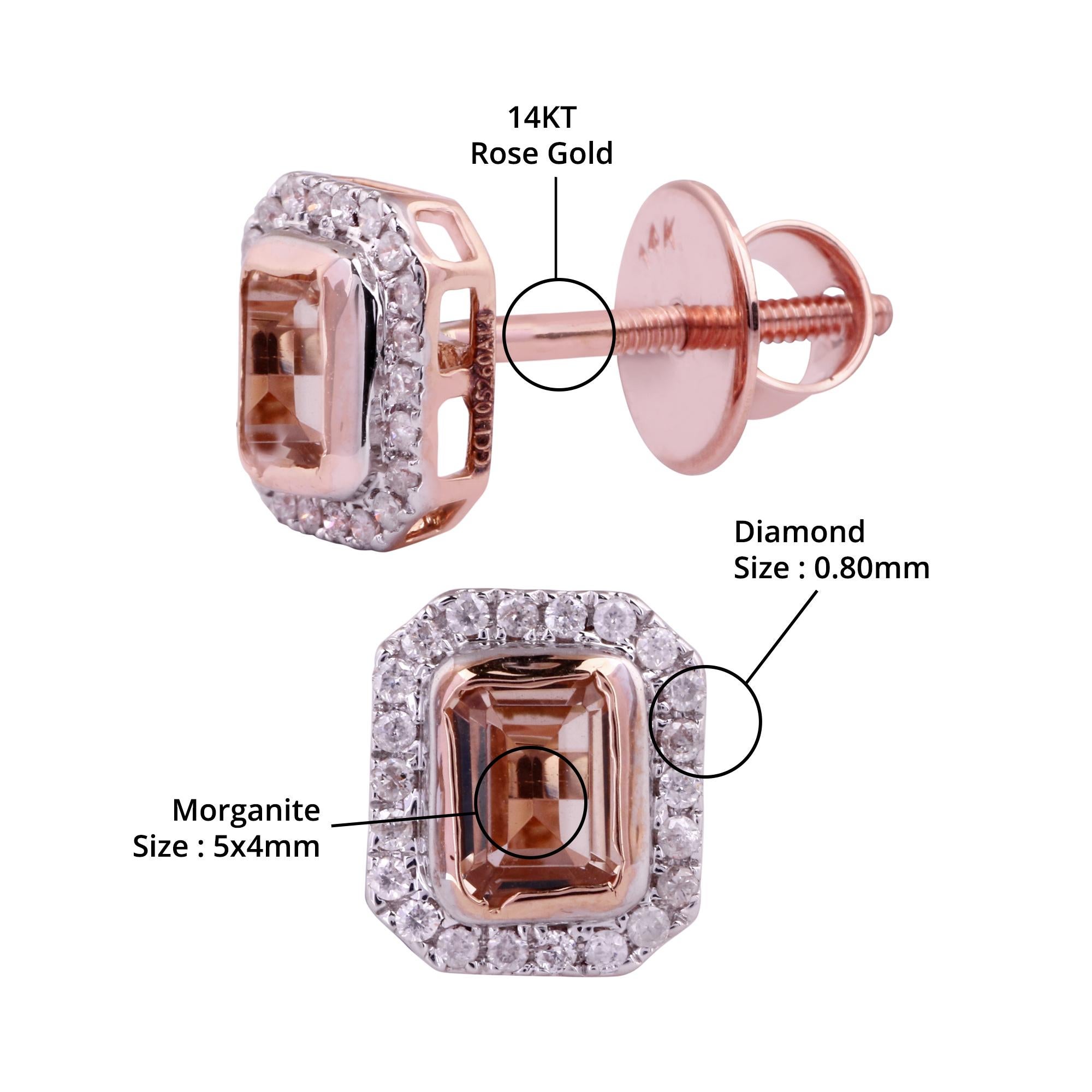 Item details:-

✦ SKU:- JER00728RRR

✦ Material :- Gold

✦ Metal Purity : 14K Rose Gold 

✦ Gemstone Specification:-
✧ Clear Diamond (l1/HI) Round - 0.80mm - 44 Pcs
✧ Natural Morganite - 5x4mm - 2 Pcs


✦ Approx. Diamond Carat Weight : 0.140 Carat
✦