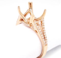 14 Karat Rose Gold 0.17 Carat Diamond Engagement Semi Mount Ring