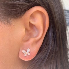 14 Karat Roségold 0,20 Karat Diamant-Schmetterlingsohrringe