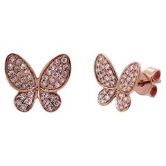 14 Karat Roségold 0,20 Karat Diamant-Schmetterlingsohrringe