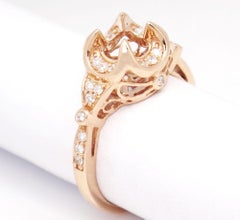 14 Karat Rose Gold 0.21 Carat Diamond Engagement Semi Mount Ring