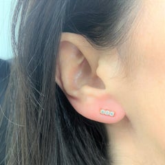 14 Karat Rose Gold 0.24 Carat Diamond 3-Stone Bar Earrings