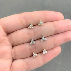 14 Karat Rose Gold 0.24 Carat Diamond 3-Stone Stud Earrings