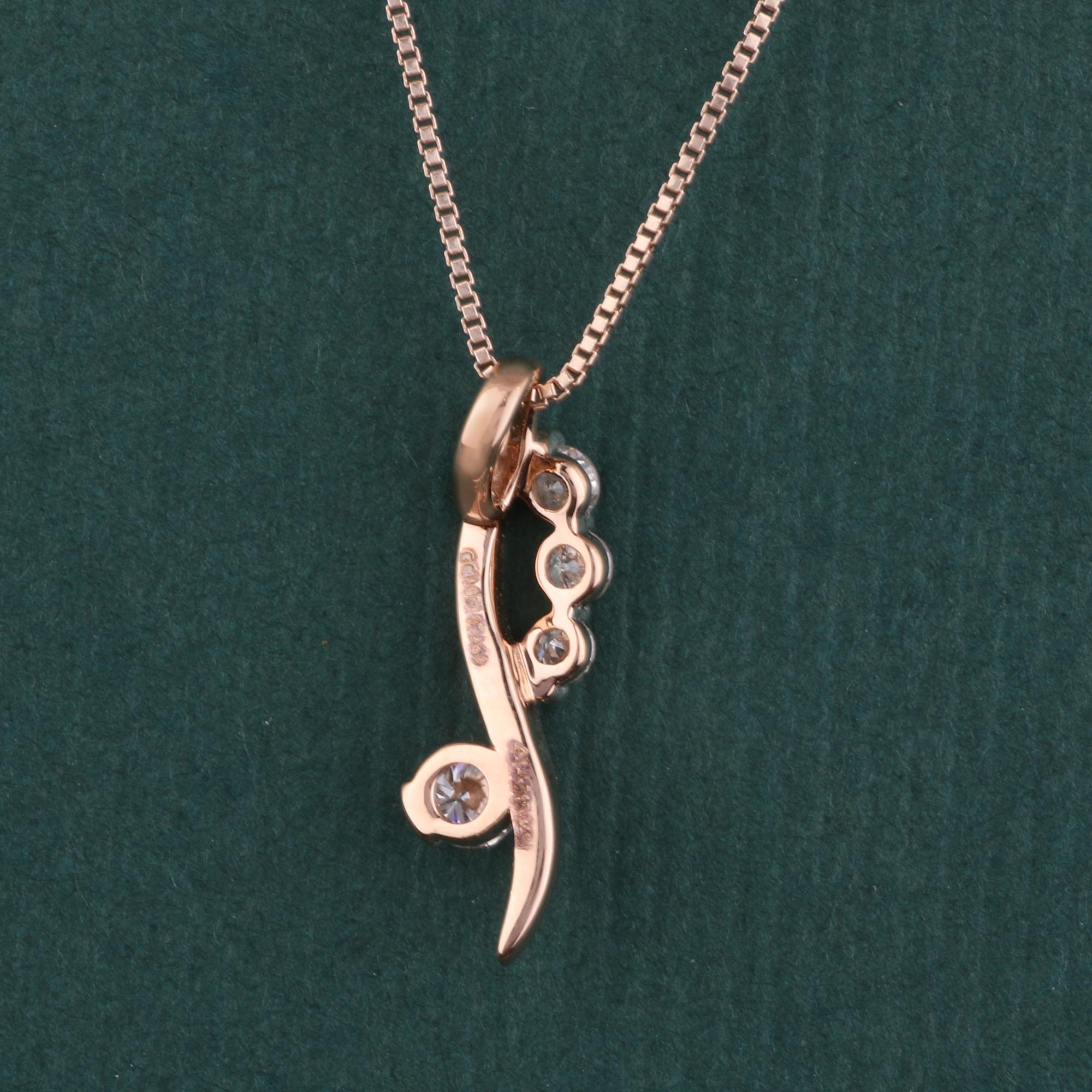 14K Rose Gold 0.302 Ctw Natural Clear Diamond l1/H1' Modern Charm Pendant In New Condition For Sale In Jaipur, RJ