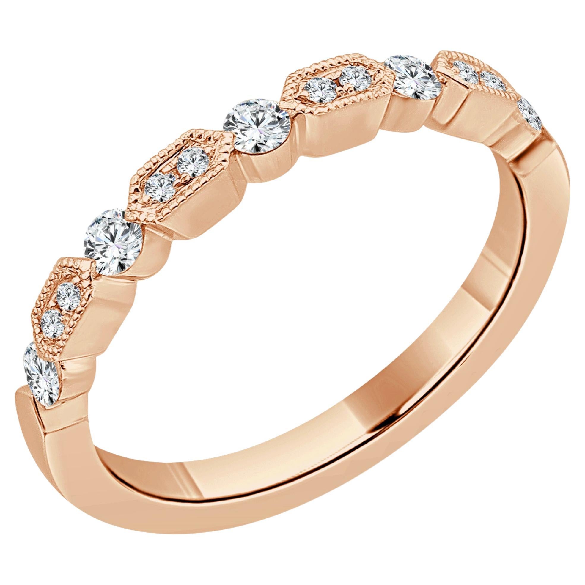 14K Rose Gold 0.30ct Diamond Ring for Her For Sale