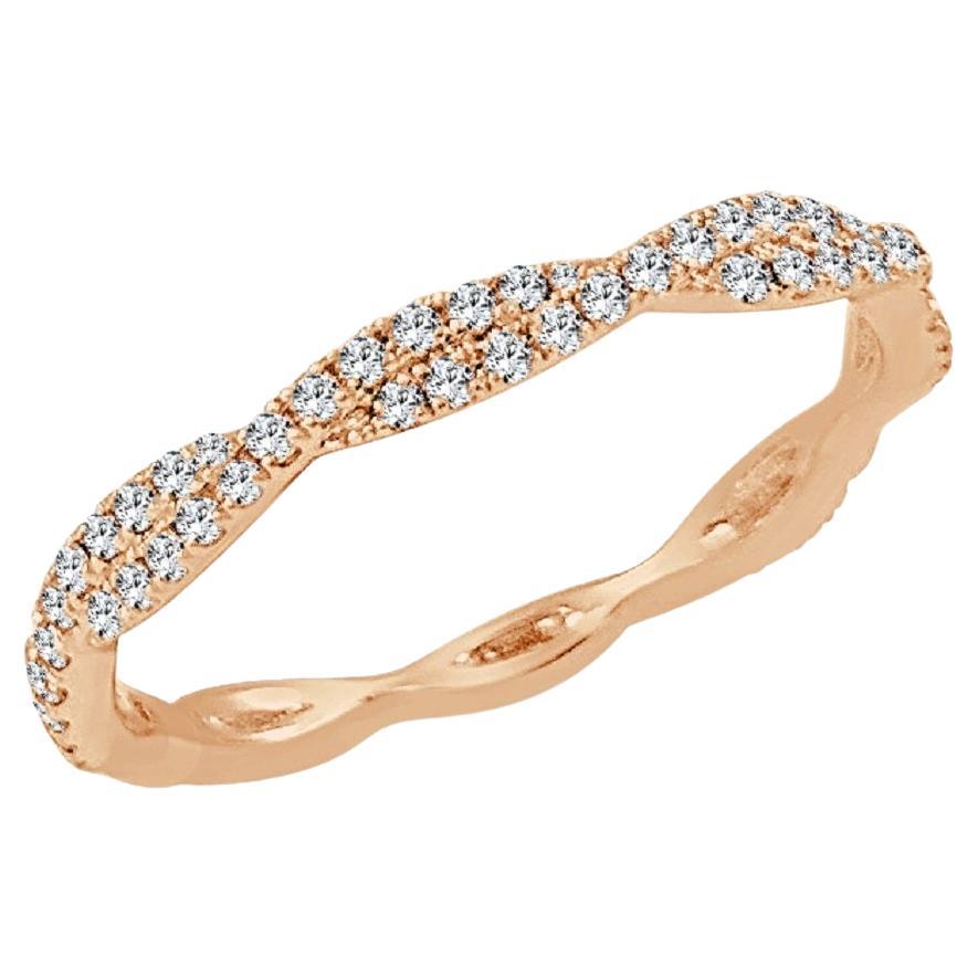 14K Rose Gold 0.30ct Diamond Twist Band for Her For Sale