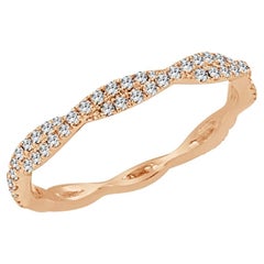 Bracelet torsadé en or rose 14K avec 0.30ct de diamant pour elle