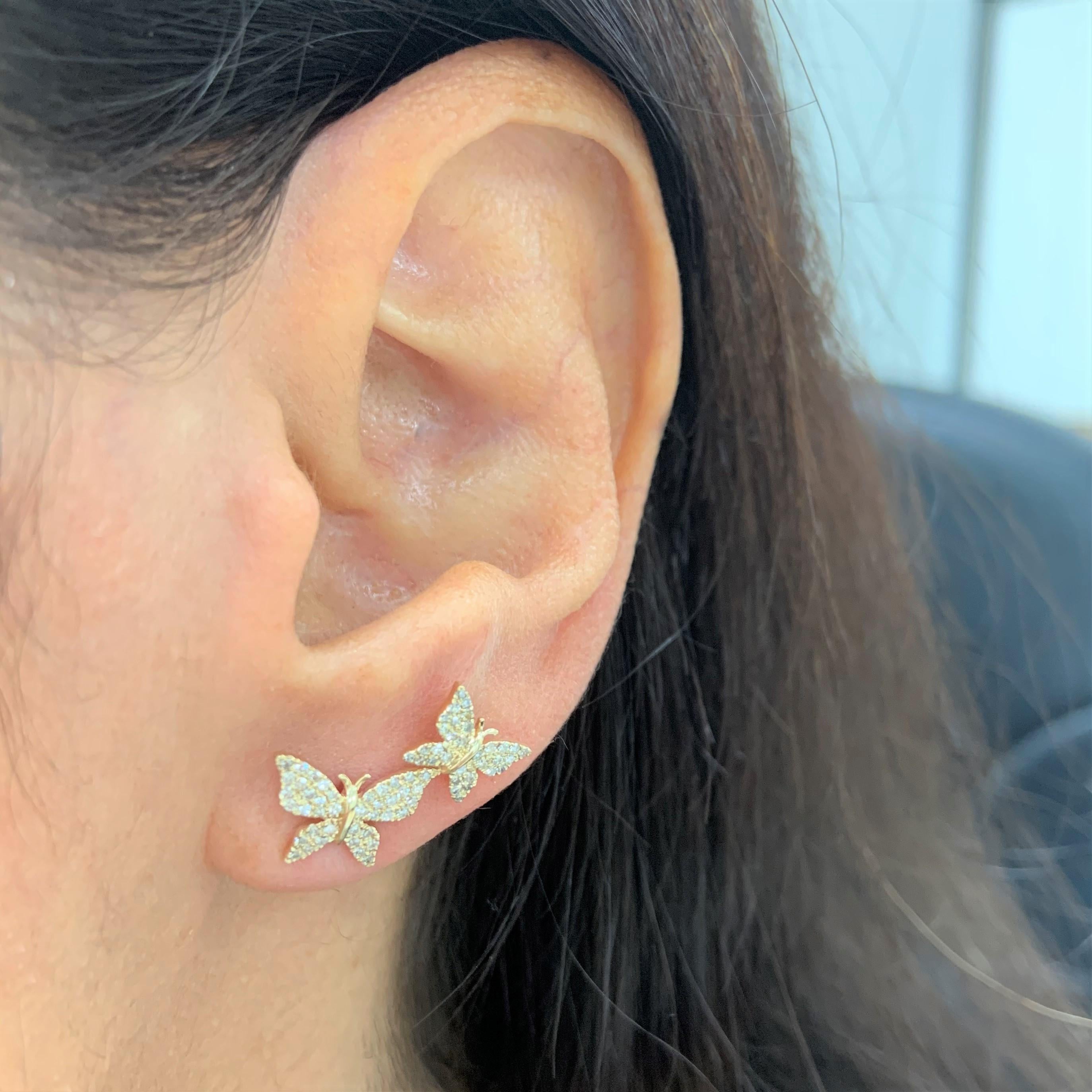 butterfly earrings double piercing