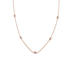 14K Rose Gold 0.35CT Diamond Station Necklace for Her