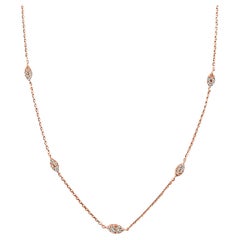 14K Rose Gold 0.35CT Diamond Station Necklace for Her