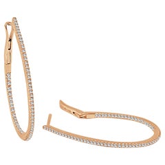 14 Karat Rose Gold 0.37 Carat Diamond Pear Shape Hoop Earrings