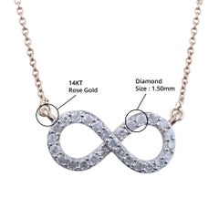 14K Rose Gold 0.403 Ctw Natural Clear Diamond I1/H1' Infinity Pendant Necklaces