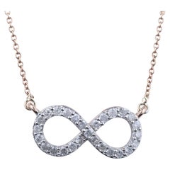 14K Rose Gold 0.403 Ctw Natural Clear Diamond I1/H1' Infinity Pendant Necklaces