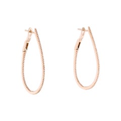 14 Karat Rose Gold 0.43 Carat Diamond Pear Shape Hoop Earrings