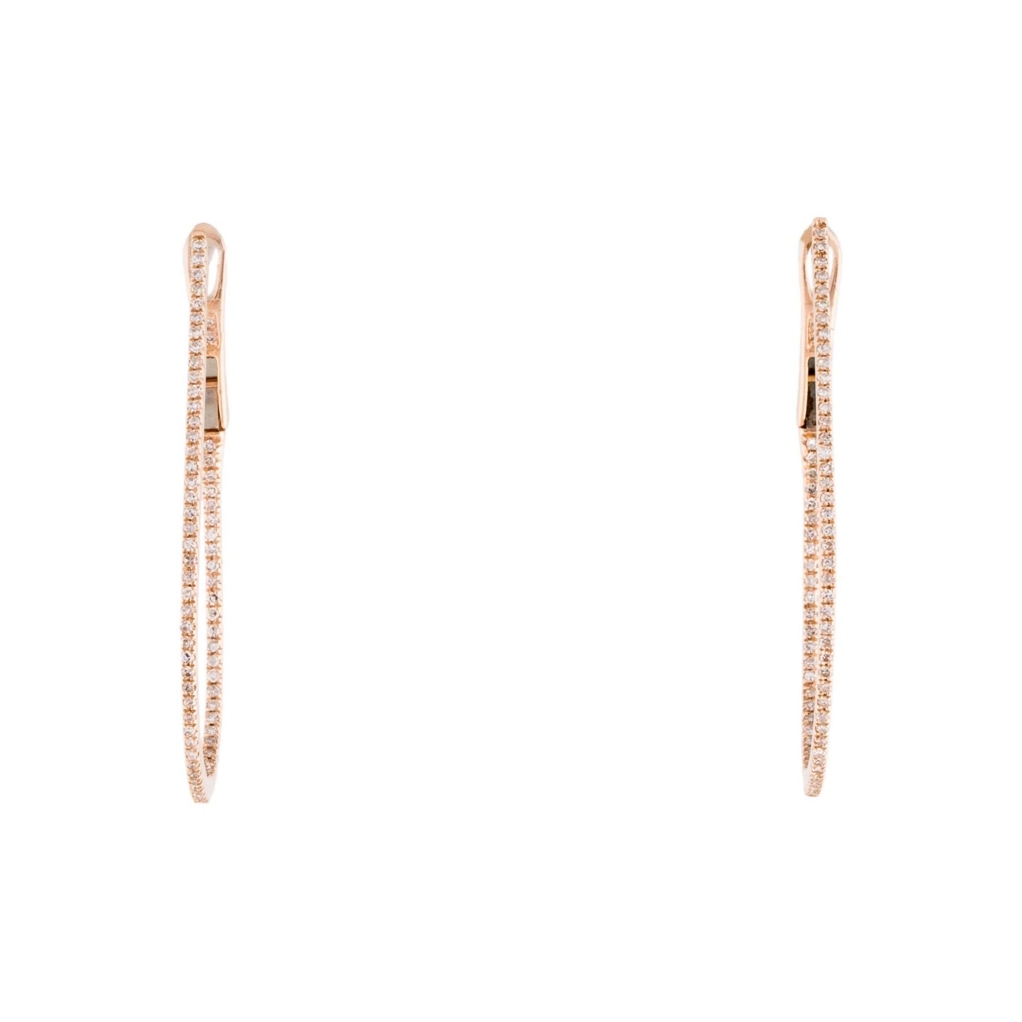 Contemporary 14 Karat Rose Gold 0.43 Carat Diamond Pear Shape Hoop Earrings For Sale