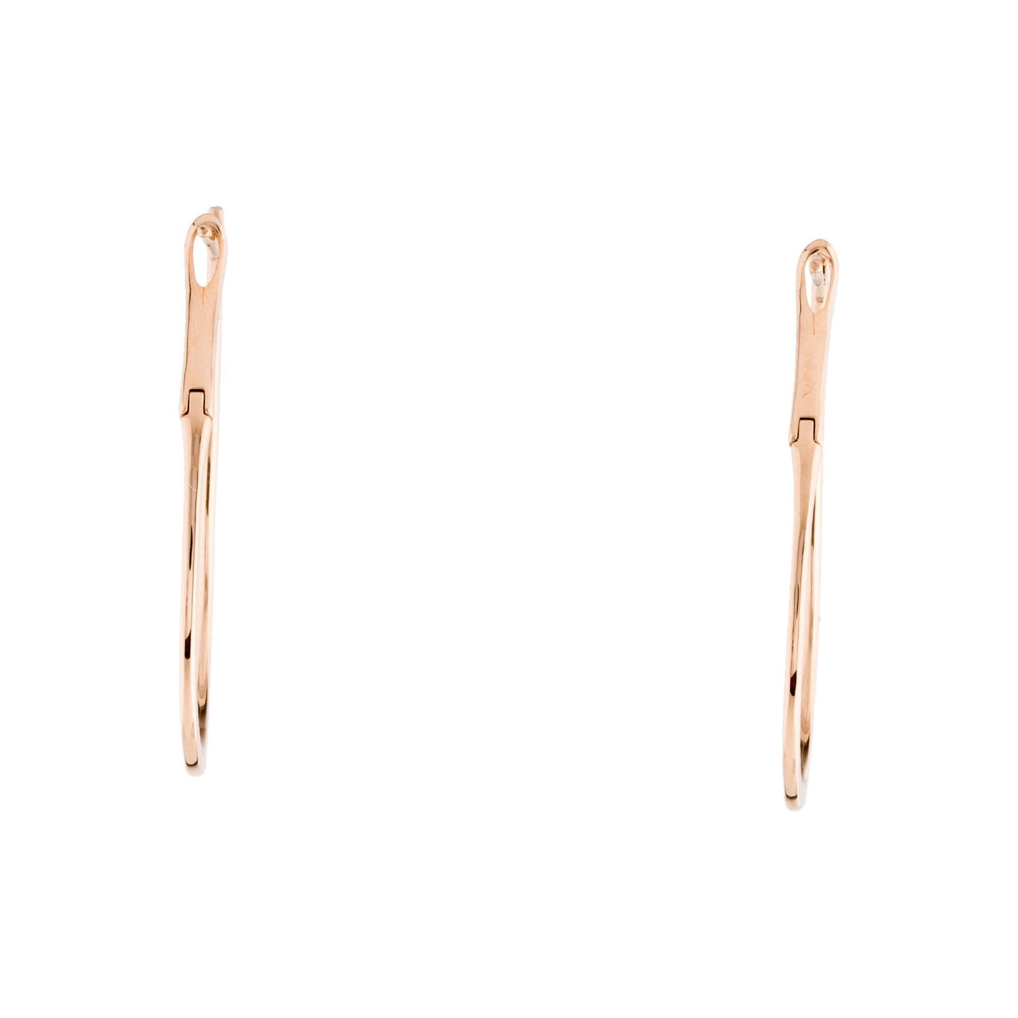 Single Cut 14 Karat Rose Gold 0.43 Carat Diamond Pear Shape Hoop Earrings For Sale