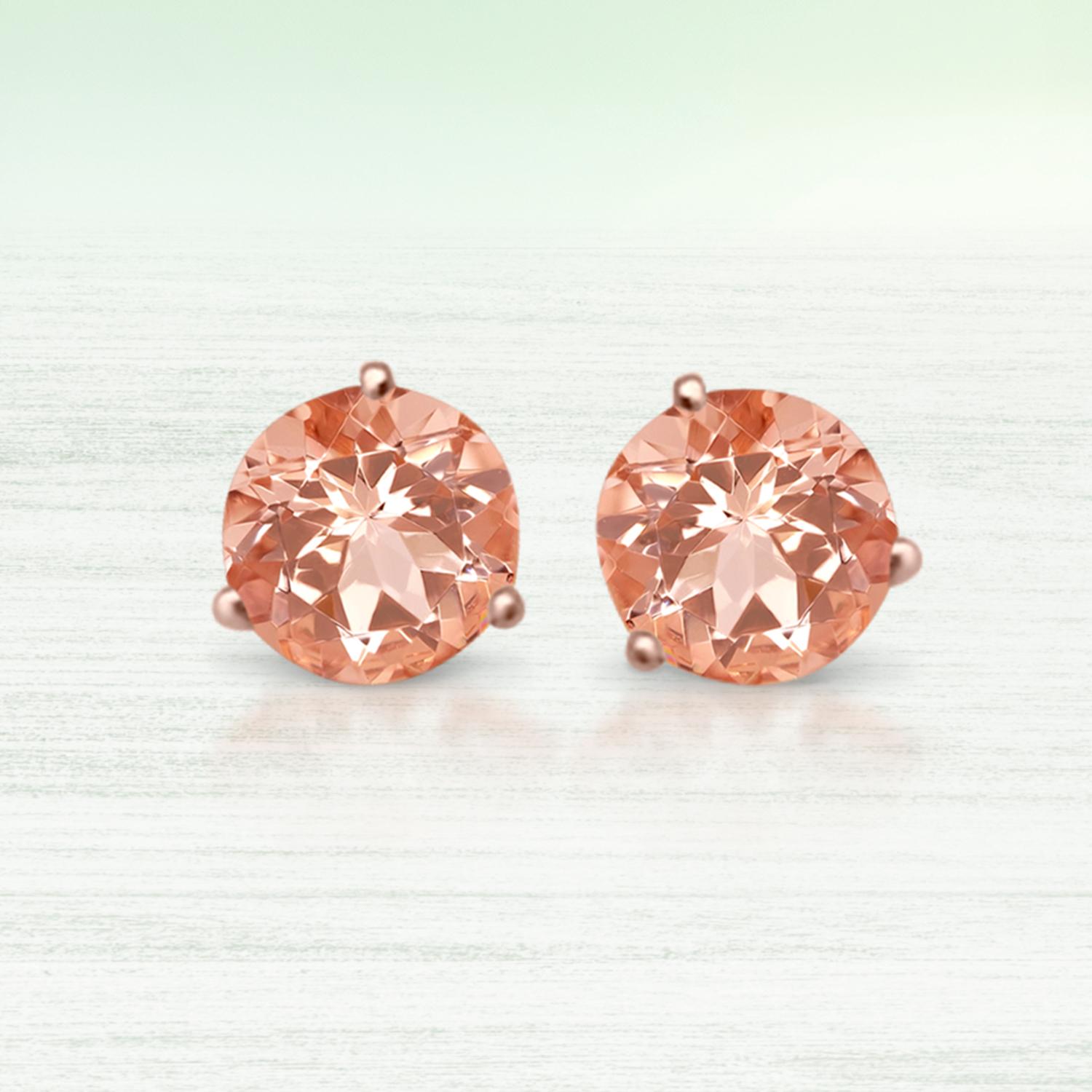 Modern 14K Rose Gold 0.43cts Morganite Earring, Style#E5361MO For Sale