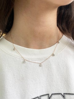 14K Rose Gold 0.50ct Diamond Station Necklace for Her