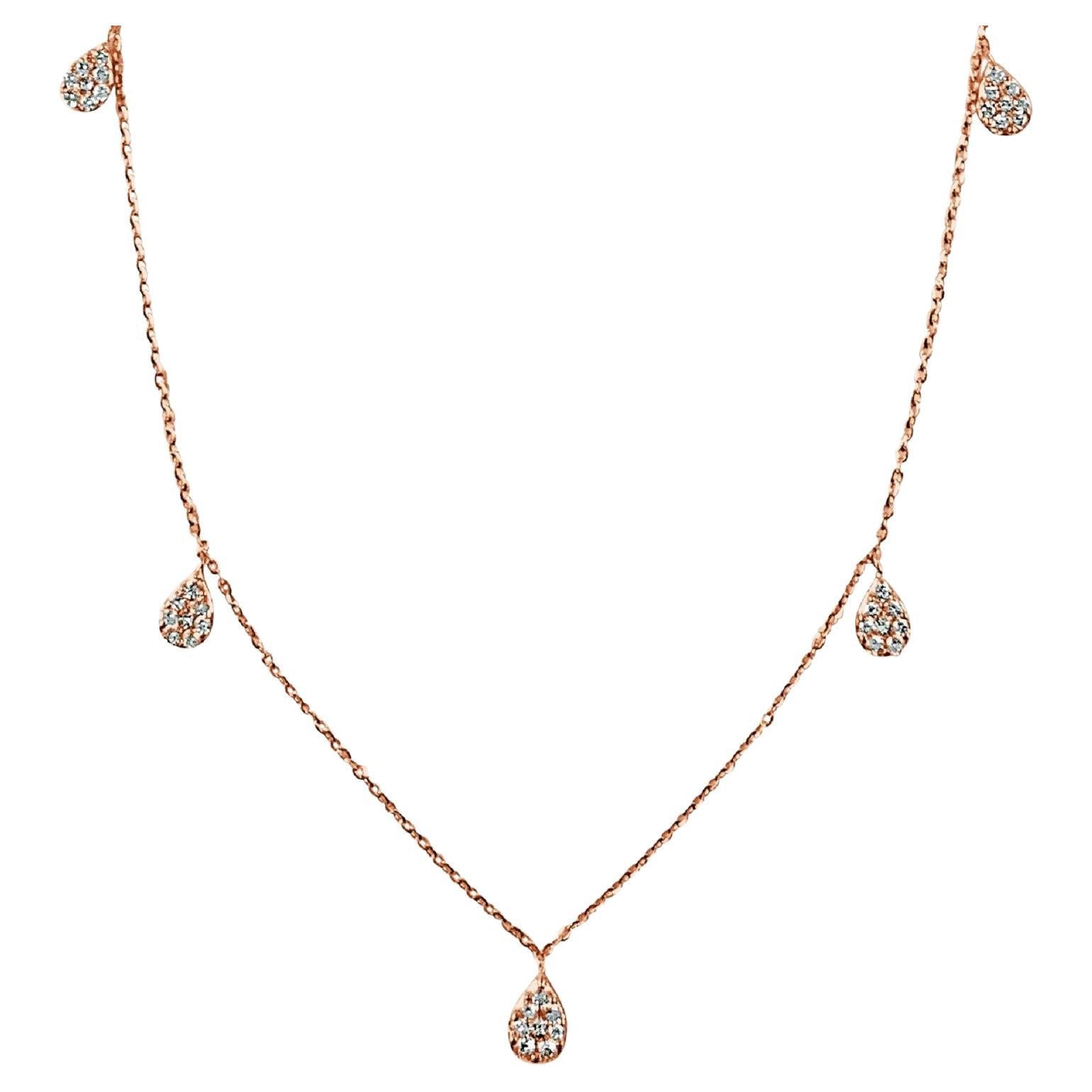 14K Rose Gold 0.50ct Diamond Station Necklace for Her