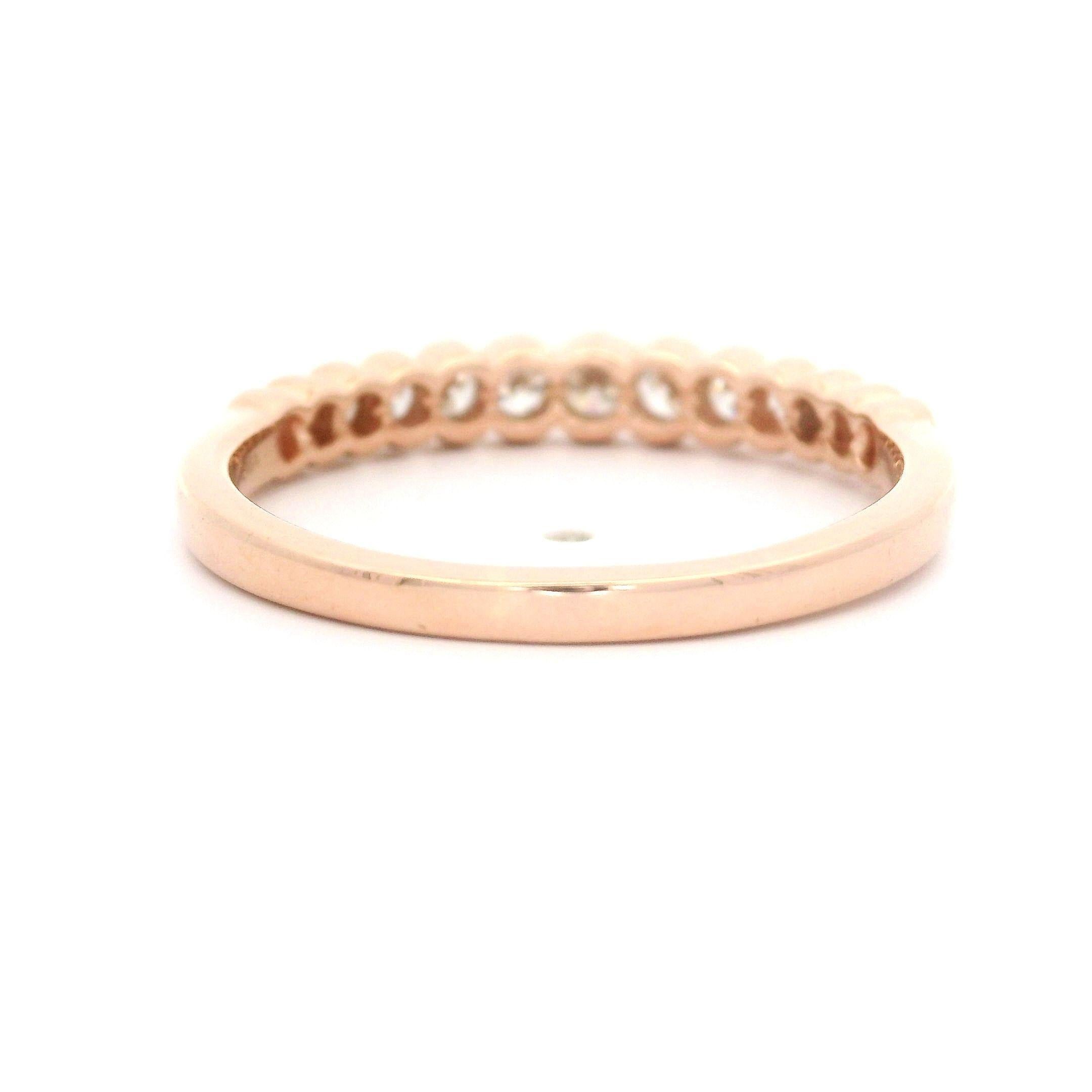 14k Rose Gold 0.50ctw Graduated Half Bezel Channel Diamond Stackable Band Ring For Sale 5