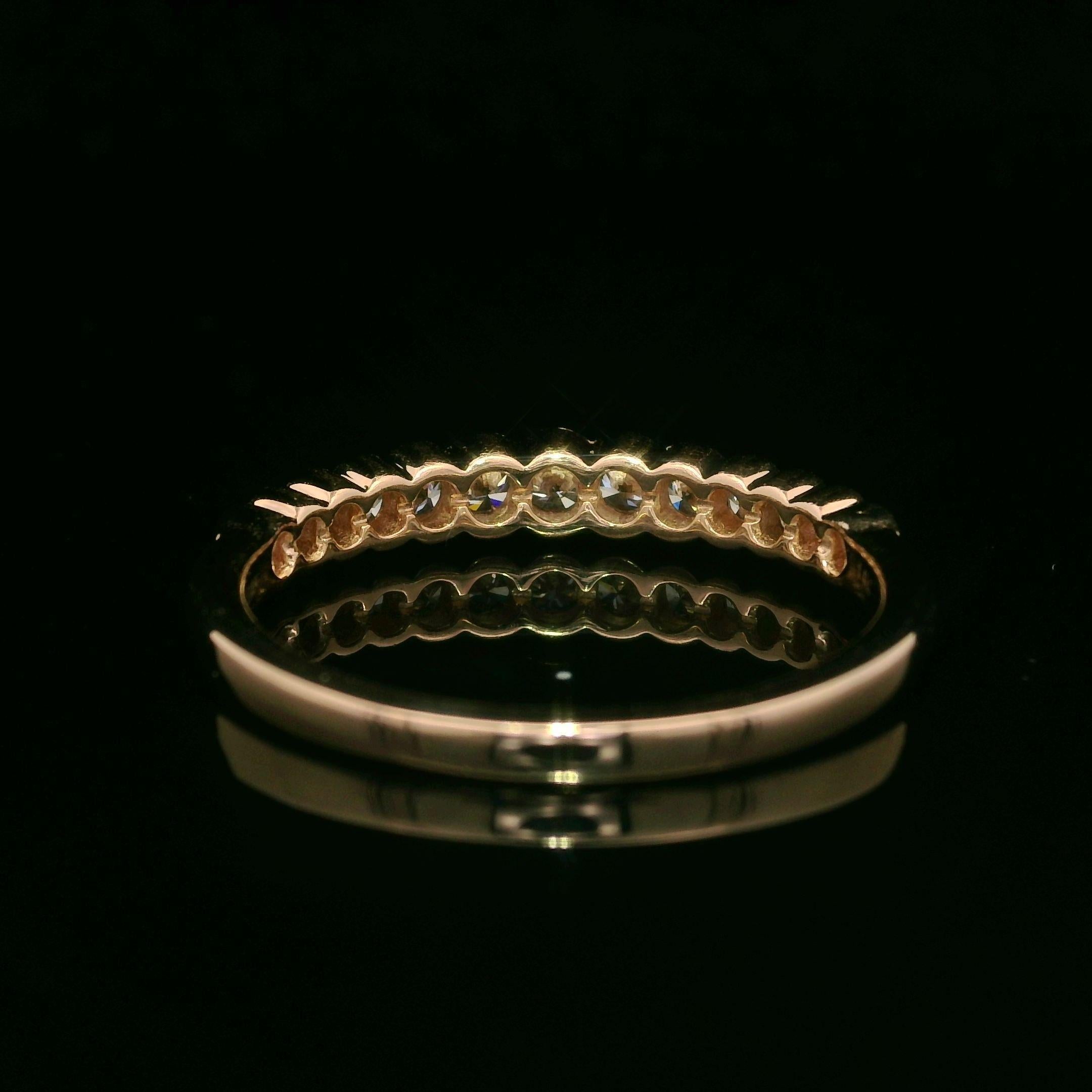 14k Rose Gold 0.50ctw Graduated Half Bezel Channel Diamond Stackable Band Ring For Sale 1