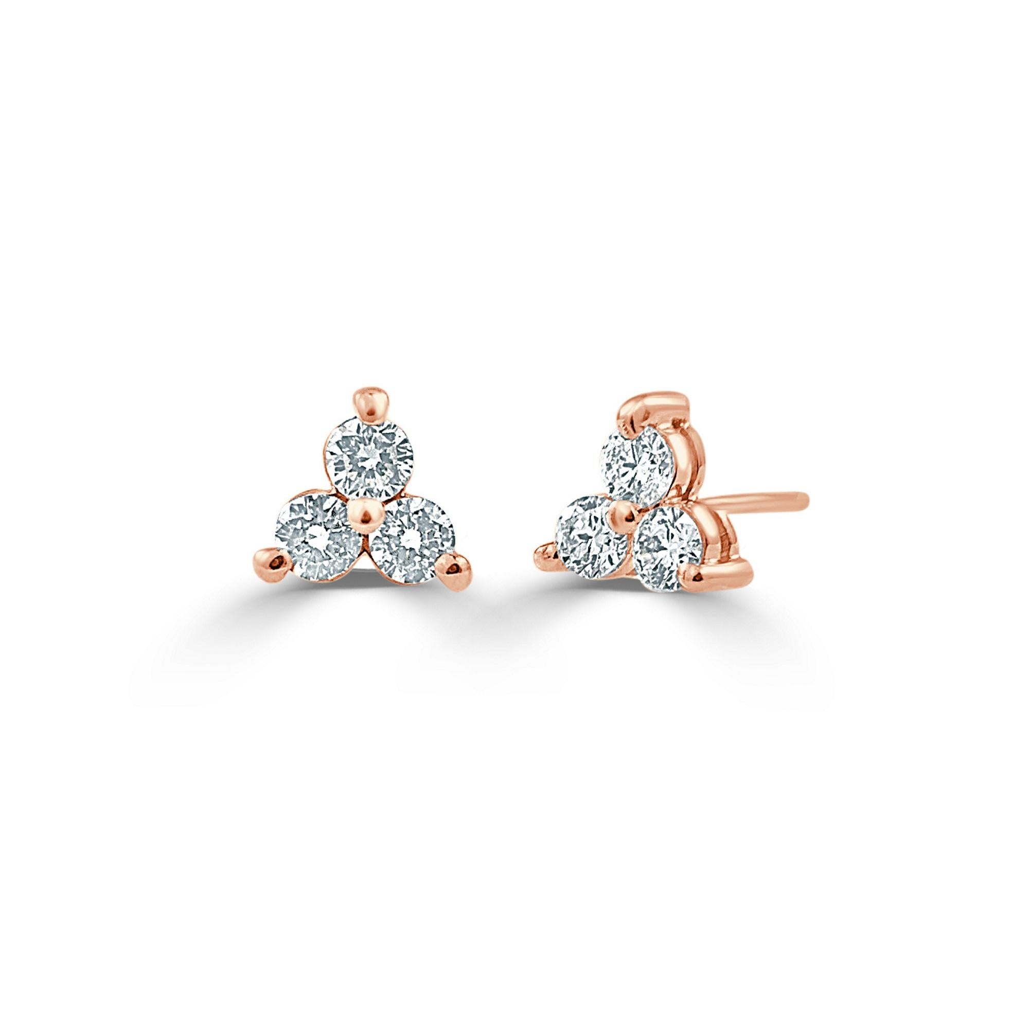 These Beautiful and Classic 3-Stone Diamond Cluster Stud Earrings are crafted of 14K Gold and feature 6 white round Diamonds weighing 0.51cts, has butterfly push-backs for closure. Diamond Color & Clarity is GH-SI1
-Diamond Weight: 0.51 ct.
-Diamond