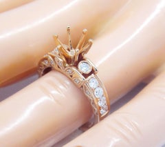 14 Karat Rose Gold 0.51 Carat Diamond Engagement Semi Mount Ring