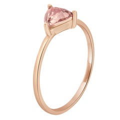 14k Rose Gold 0.58 Carat Champagne Color Trillion Diamond Solitaire