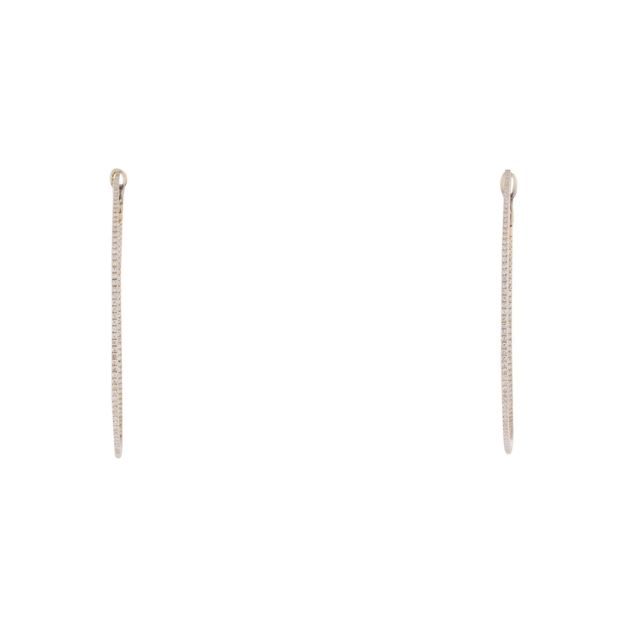 Contemporary 14K Rose Gold 0.59 Carat Diamond Hoop Earrings For Sale