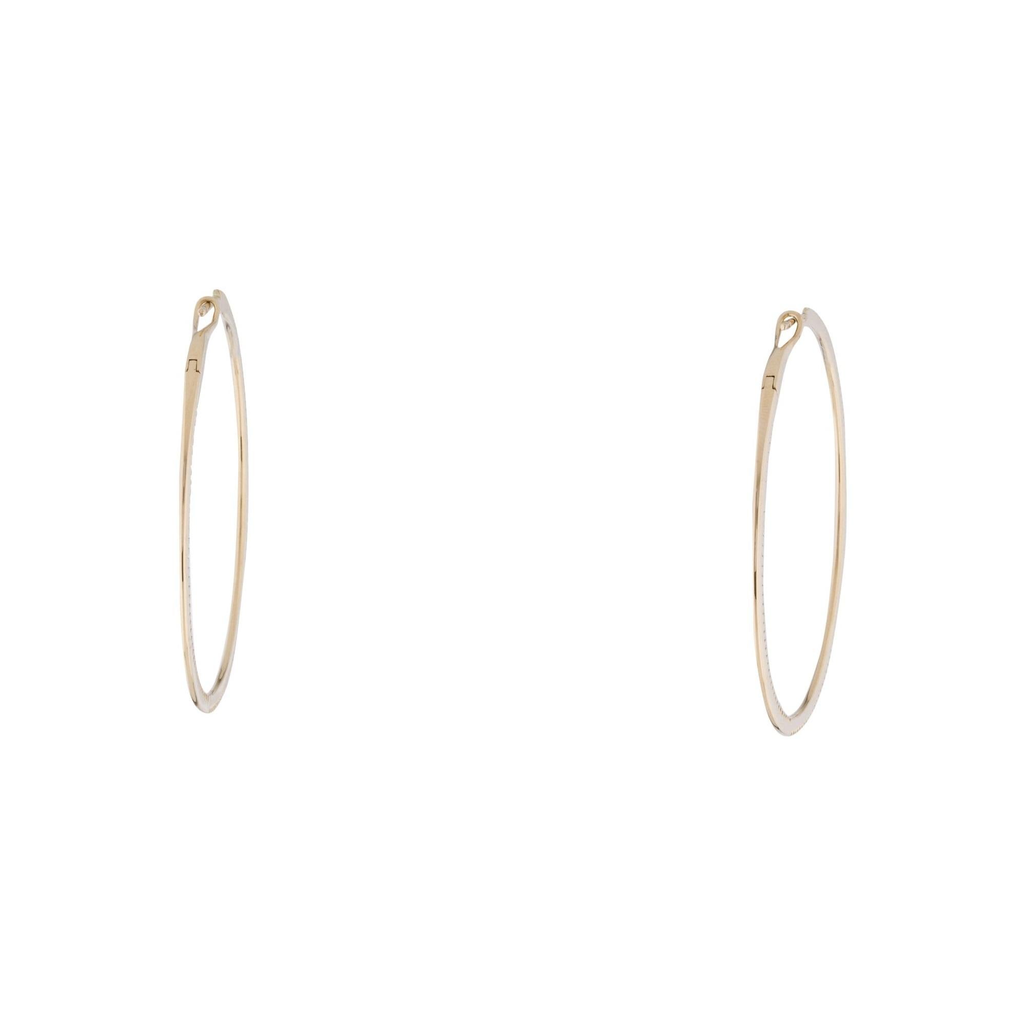 Round Cut 14K Rose Gold 0.59 Carat Diamond Hoop Earrings For Sale