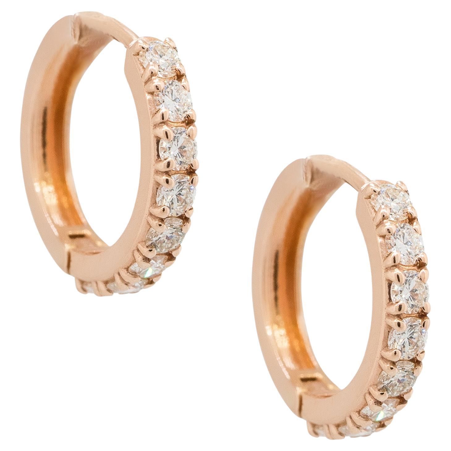 14k Rose Gold 0.66ctw Diamond Huggie Earrings