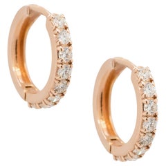 14k Rose Gold 0.66ctw Diamond Huggie Earrings