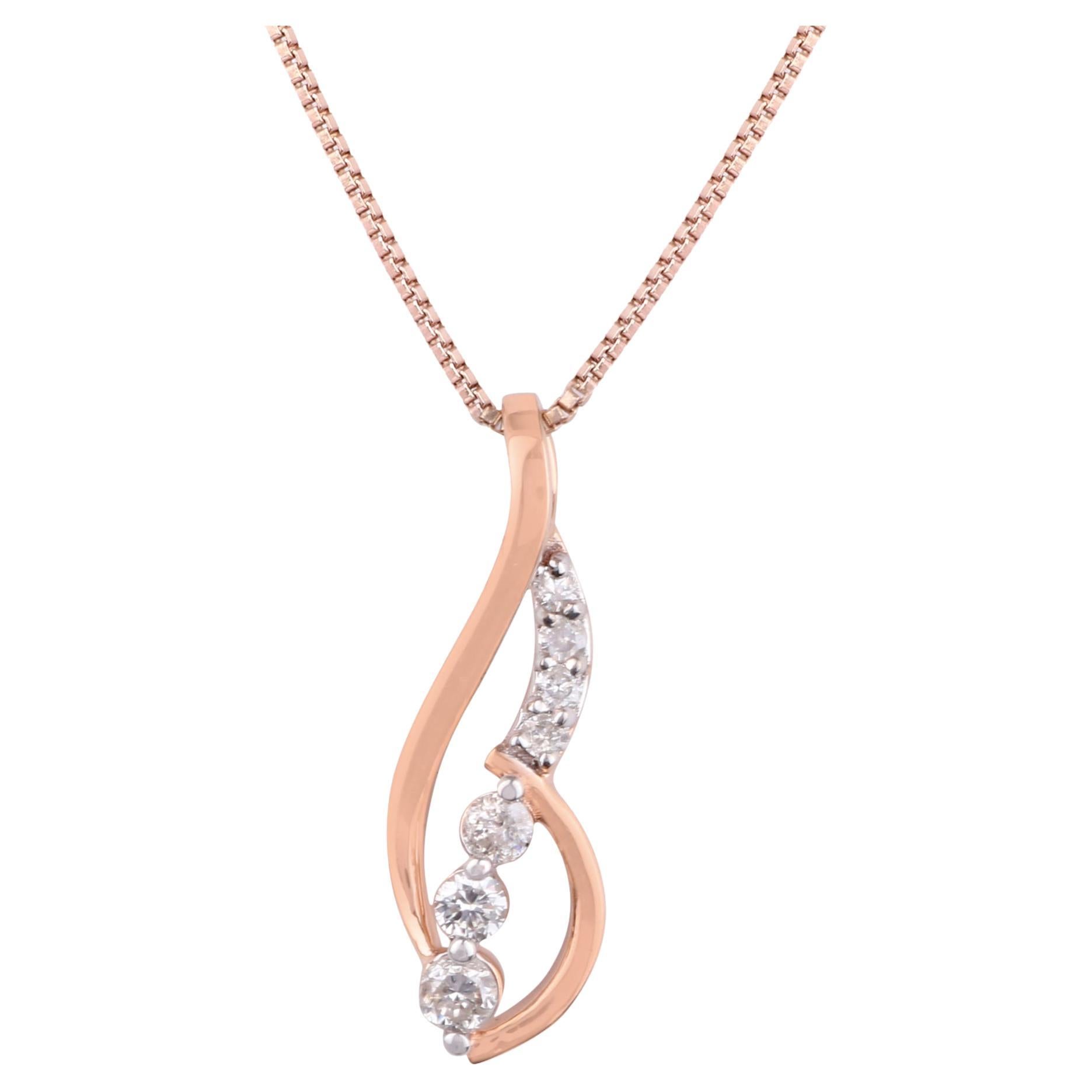 14K Rose Gold 0.755 Ctw Natural Clear Diamond l1/H1' Modern Charm Pendant For Sale