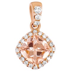 14K Rose Gold 0.82cts Morganite and Diamond Pendant. Style# TS1076P