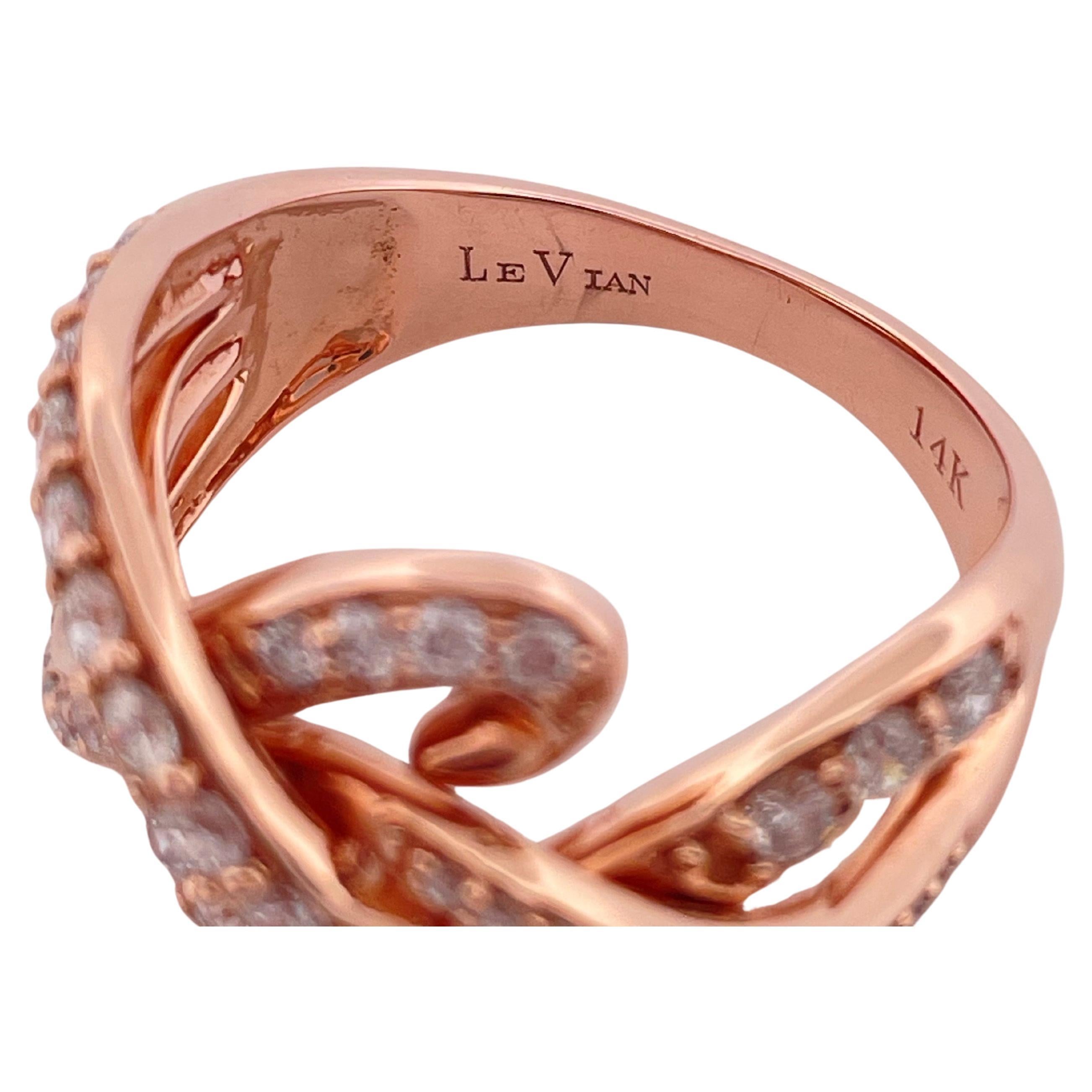 Anillo Leviano de Diamantes H-I SI1 de 0,85 ctw en Oro Rosa de 14k en venta 4
