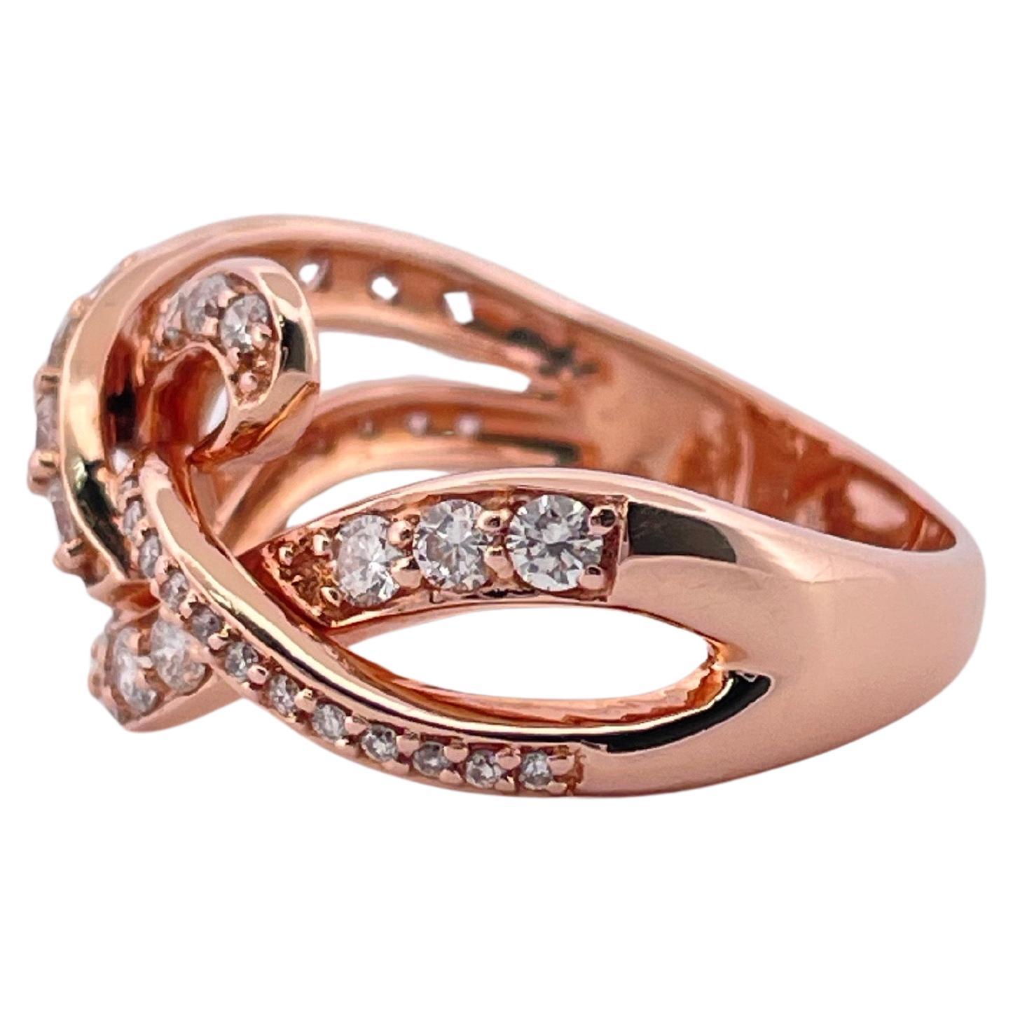 Anillo Leviano de Diamantes H-I SI1 de 0,85 ctw en Oro Rosa de 14k Contemporáneo en venta