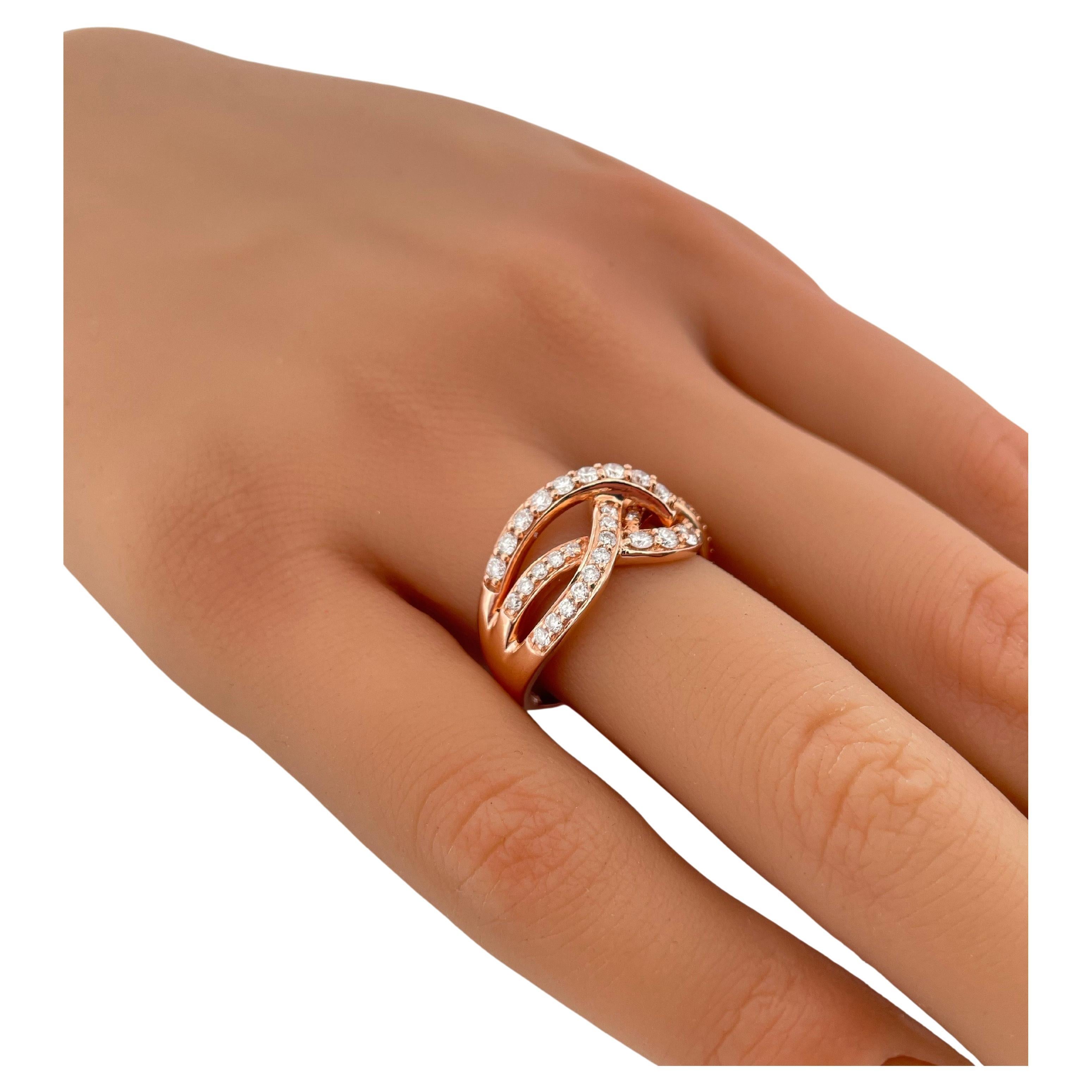 Anillo Leviano de Diamantes H-I SI1 de 0,85 ctw en Oro Rosa de 14k en venta 1