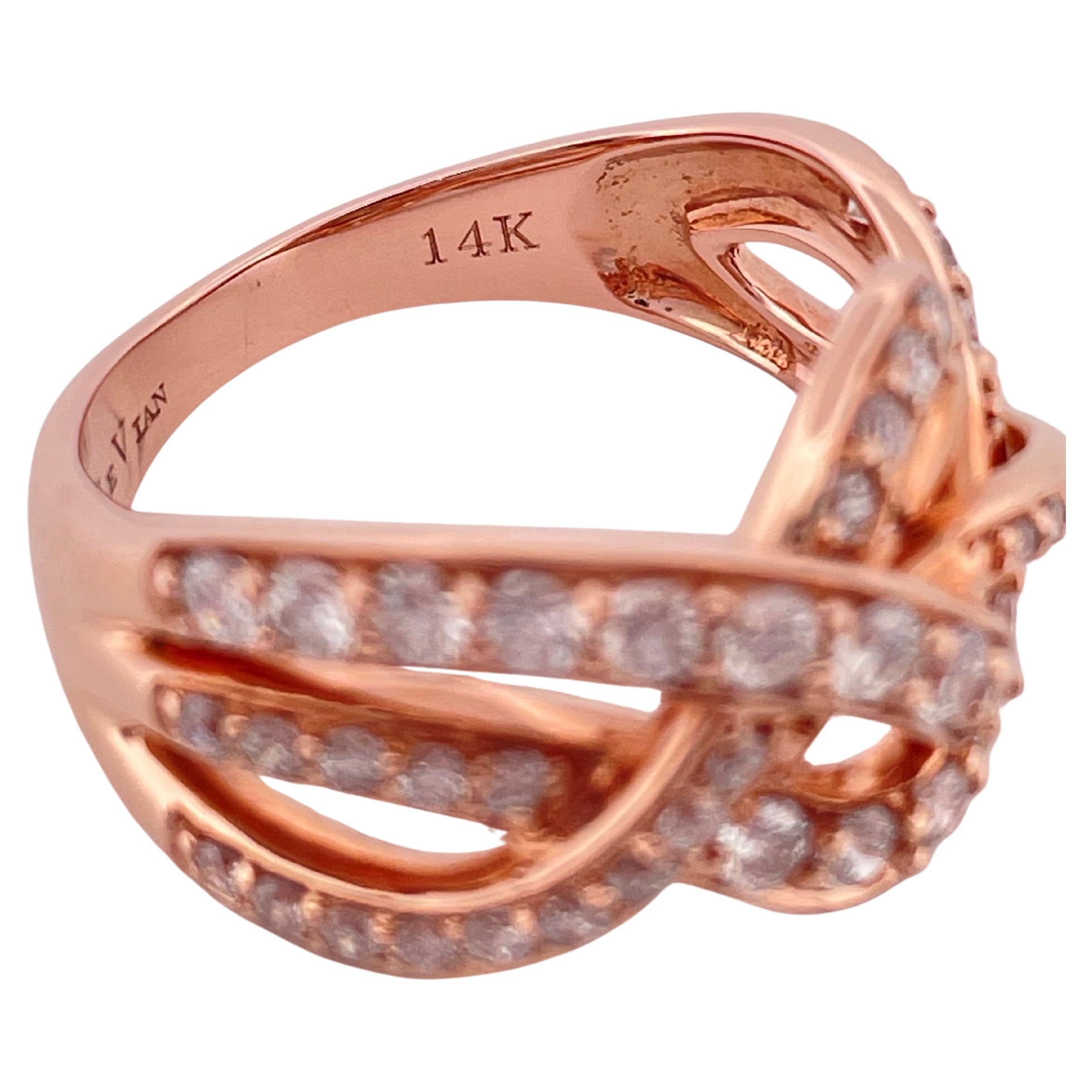 Anillo Leviano de Diamantes H-I SI1 de 0,85 ctw en Oro Rosa de 14k en venta 3