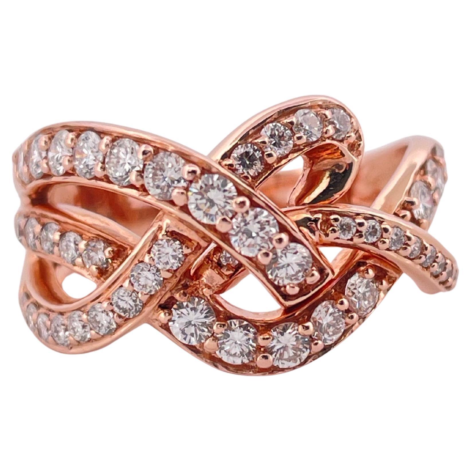 Anillo Leviano de Diamantes H-I SI1 de 0,85 ctw en Oro Rosa de 14k en venta