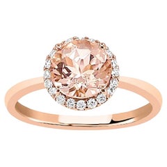 14K Rose Gold 0.86cts Morganite and Diamond Ring, Style# TS1079MOR