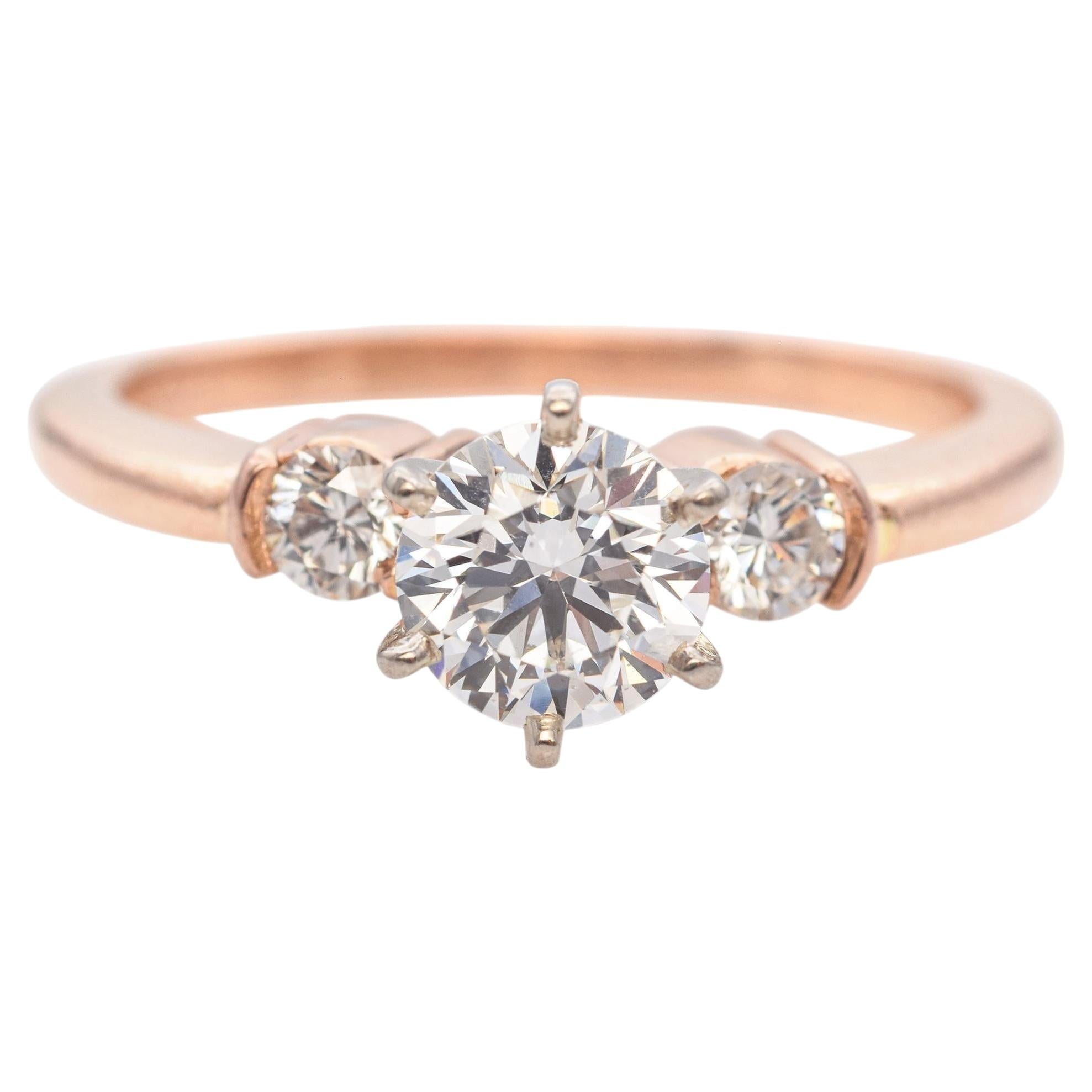 14k Rose Gold 0.91tcw Diamant 3-Stein Verlobungsring