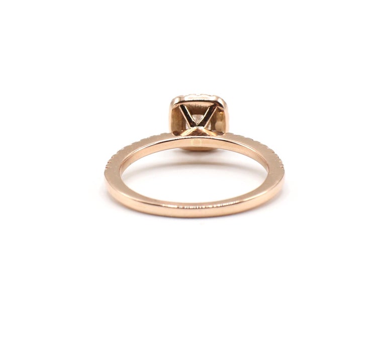 14 Karat Rose Gold 1 2 Carat Cushion Diamond Halo Engagement Ring