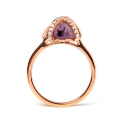 14K Rose Gold 1/5 Cttw Diamond Wrapped Purple Amethyst Cocktail Ring