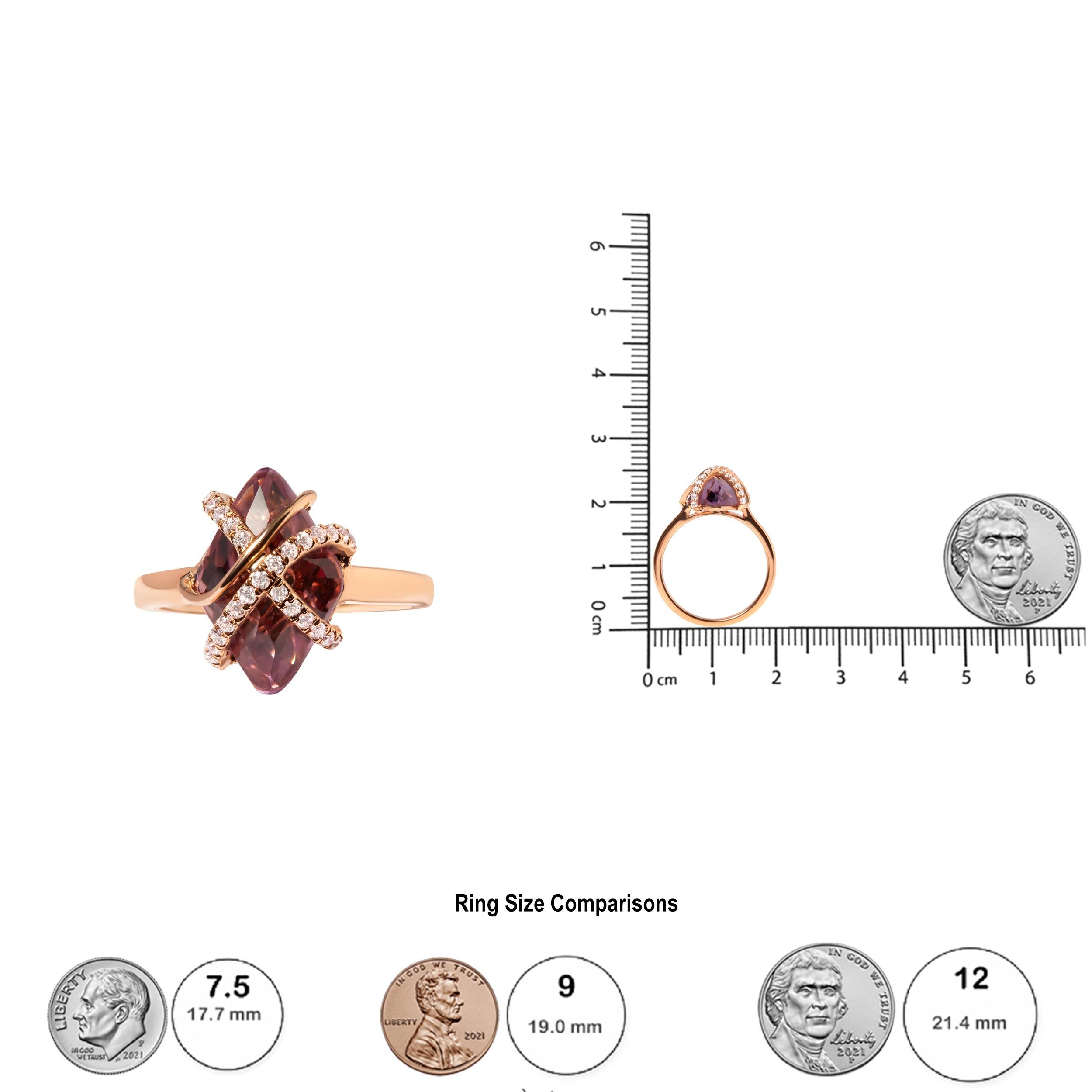 14K Roségold 1/5 Karat Gesamtkaratgewicht Diamant umwickelt lila Amethyst Cocktail-Ring (Marquiseschliff) im Angebot